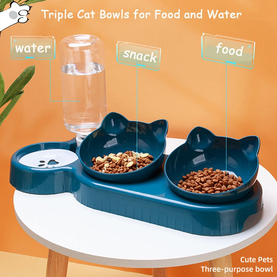 Triple Cat Bowls Feeder